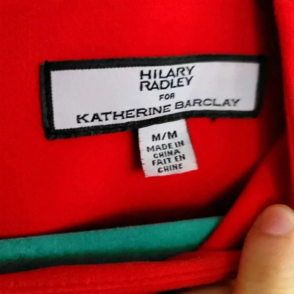HILARY RADLEY for Katherine Barclay red Flutter sleeve sz M - Picture 10 of 12